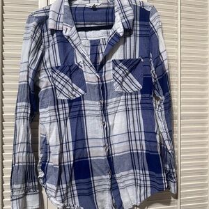 Lucky Brand Navy and White Checkered Shirt